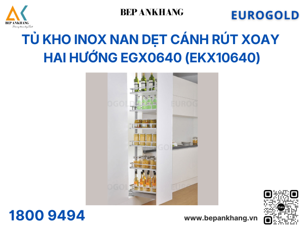 Tủ kho inox nan dẹt cánh rút xoay hai hướng EGX0640 (EKX10640) – Eurogold